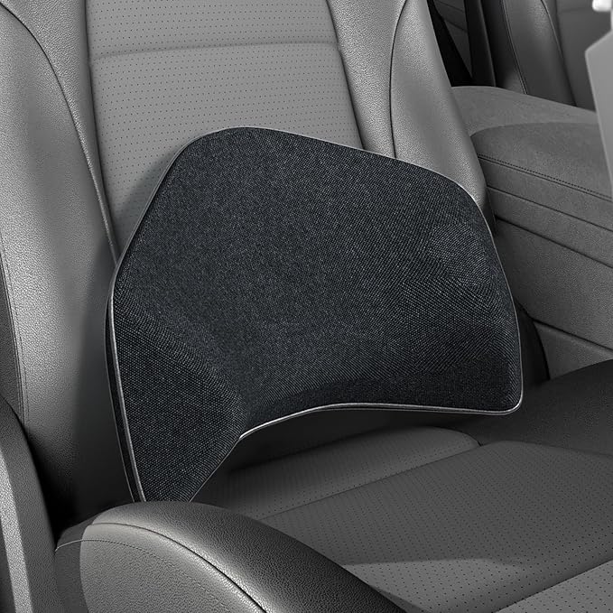Super Snug Lumbar Support Pillow for Car, 100% Memory Foam Lumbar Pillow with Breathable Removable Cover, Ergonomic Design - Back Pillow Lumbar Support Pillow for Car Seat/Back Pain Relief(Black, 1PC)