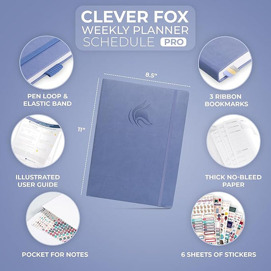 Clever Fox Planner PRO Schedule – Undated Weekly & Monthly Life Planner with Time Slots, Appointment Book & Daily Organizer, A4 (Lavender)