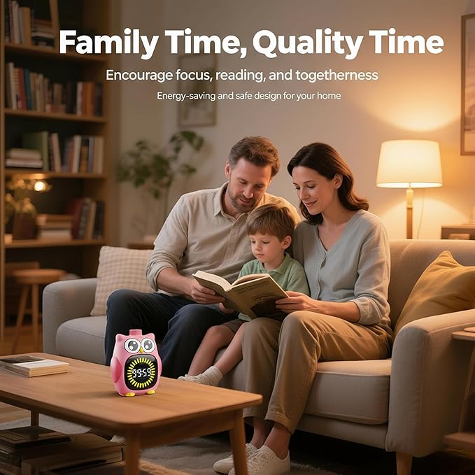 Doli Yearning Visual Timer for Kids, 99 Minute Cute Owl Digital Countdown Timer for Home School Classroom Supplies Study, Silent Time Management Tool (Pink)