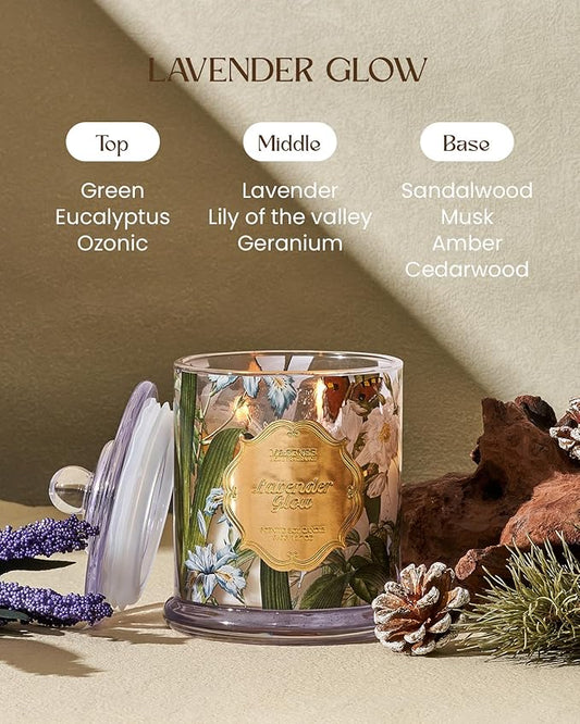 M&SENSE Lavender Candles for Home Scented, Organic Soy Candles with Natural Essential Oil, Relaxing Aromatherapy Candles for Bath Spa Meditation, 2 Wick 12.7oz Large Candle 75 Hour Long Lasting