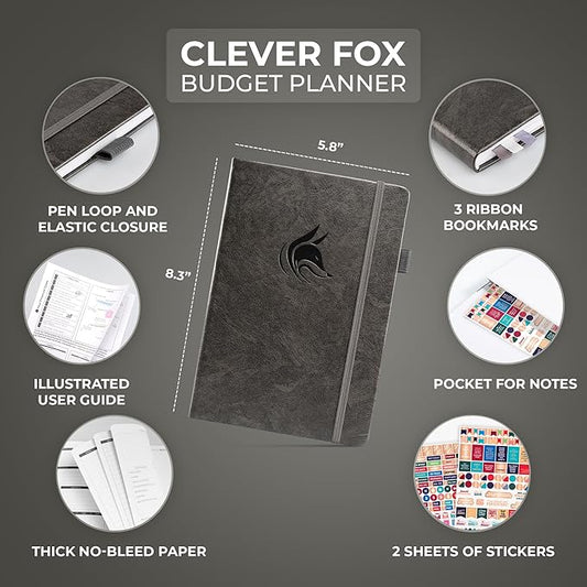 Clever Fox Budget Planner - Expense Tracker Notebook. Monthly Budgeting Organizer, Finance Logbook & Accounts Book, Bill Tracker, A5 (Dark Grey)