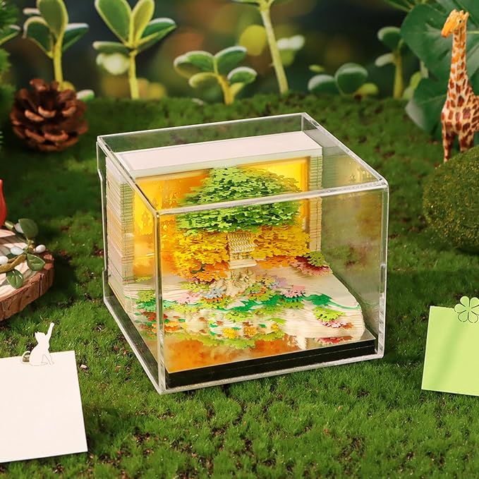 3D Timepiece Calendar 2026 Paper Art Memo Pad with LED Light – Tear-Away Desk Calendar for Record, Planner & Habit Tracker, Bookmark, Gift & Decorative Office Decor