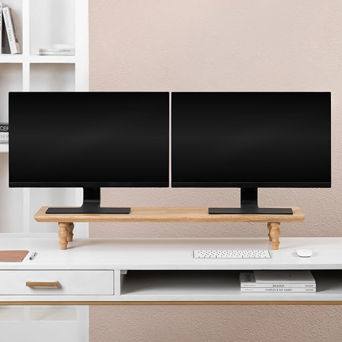 Anji Mountain Monitor Stand - Desktop Organizer & Laptop Riser, Ergonomic Monitor Riser, Space-Saving Monitor Stand for Desk, Durable Construction, Easy Assembly, Ideal for Home & Office,Mango