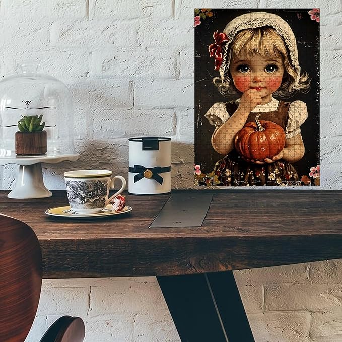 1000 Piece Wooden Puzzle Jigsaw Happy Thanksgiving Day for Bar & Pub Challenging Stress Relief Game 29.5x19.7 Inch