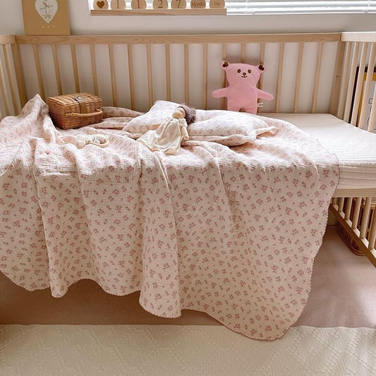 BuLuTu Baby Nursery Throw Blanket Cotton Muslin Kids Blanket with Cute Galsang Flowers Crib/Cradle Quilt Thin Summer Quilt for Boys,Girls,Toddler Breathable,Lightweight Machine Washable 47"x51"