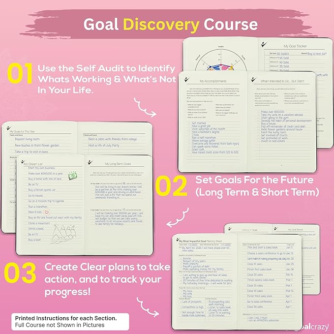 Undated Planner - 90 Day Guided Journal, 2025 2026 Weekly Organization, Productivity Habit Tracker, Inspirational, Life Setting, Rose Gold, Pink Leather, Almond Pages