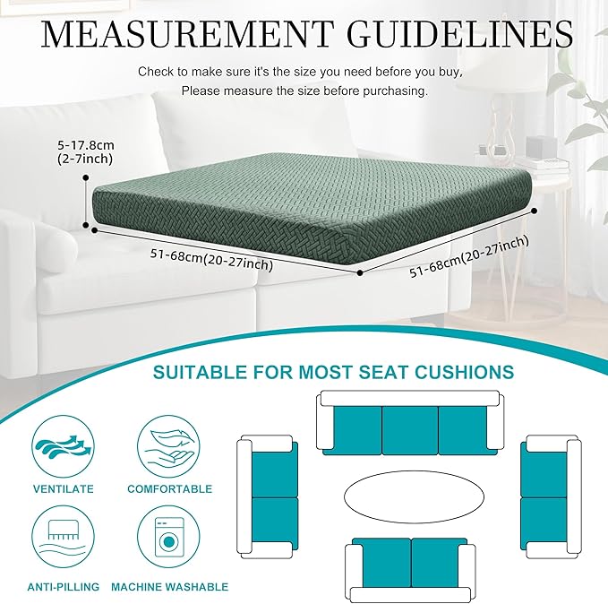 14Pcs Stretch Patio Cushion Covers,Outdoor Couch Covers Replacement,Outdoor Couch & Sofa Slipcovers,for Patio Furniture Cushion Covers,Washable Reusable Furniture Protector (Matcha Green,Cover Only)