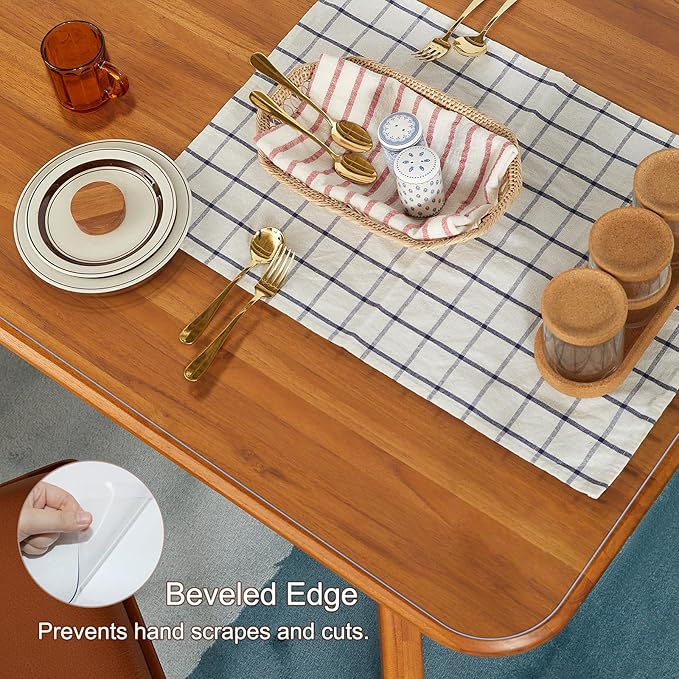 BLESWIN Clear Desk Mat, Transparent Writing Desk Mat, Durable Waterproof Multi-Functional Table Protector with Non-Slip Adhesive, 23.62 x 47.24 Inches, Suitable for Home and Office