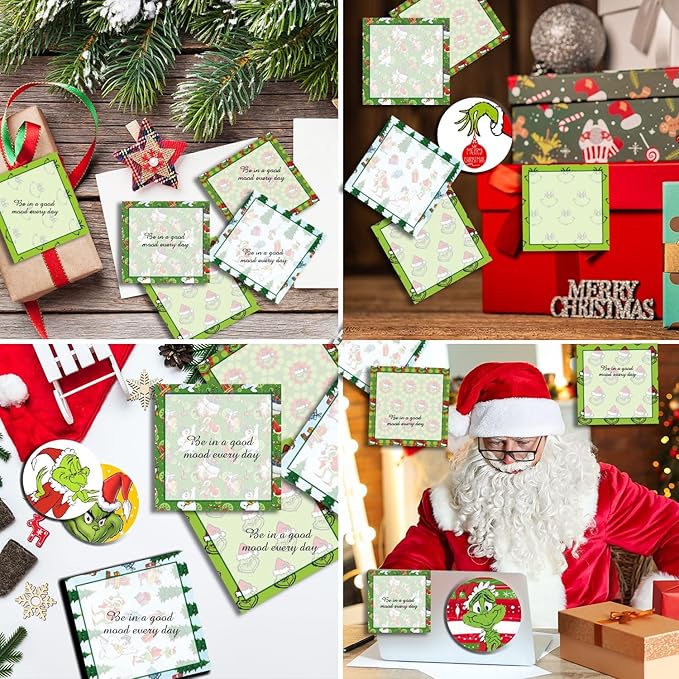 9 Pieces Christmas Sticky Notes Christmas Design Self-Adhesive Note Pads Winter Sticky Memo Notes for School Office Home Supplies Students Teachers Gift