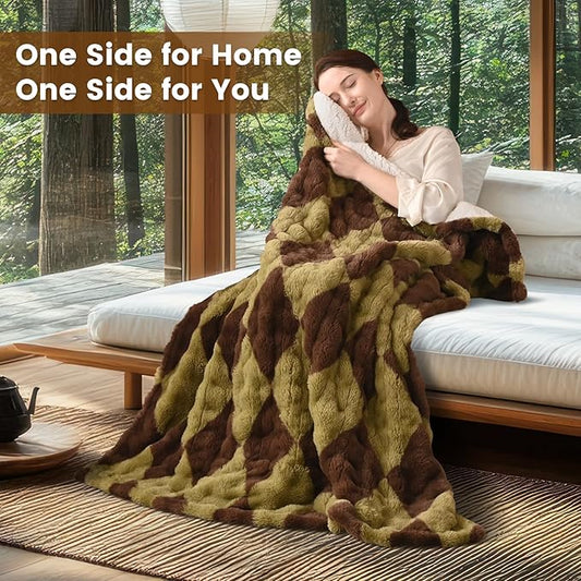 Bearhug Heated Throw Blanket, 50" × 60" Electric Throw, Faux Fur & Warm Sherpa, 4h Auto-Off Timer & 6 Heating Levels,ETL Certified, Machine Washable, Gift Box Packaging