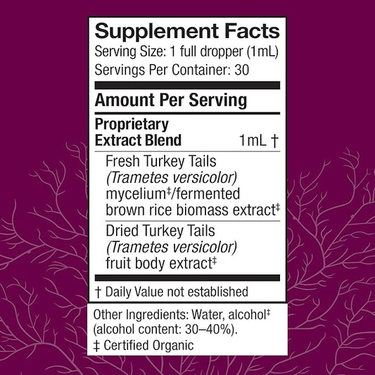 Host Defense Turkey Tail Extract - Digestive Health & Immune Response Support Supplement - Mushroom Supplement for Gastrointestinal & Gut Microbiome Support - 1 fl oz (30 Servings)*