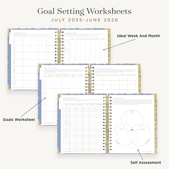 Day Designer 2025-2026 Daily Planner – Premium Planner for Stylish Organization. Combines Monthly Calendar, Hourly Schedule, To-Do List, Gratitude, Goal Setting, Inspirational Quotes, Stickers & More. Elegant laminated Cover with Gold Accents (Lorelei)