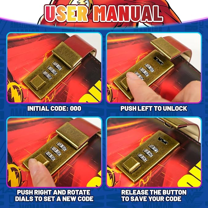 Superhero Diary with Lock for Boys – Comic-Inspired PU Leather Notebook Journal with Lock 228 Pages – Locked Diary Planner Organizer for Boys, Girls, Teens, Fans, School or Gift Use