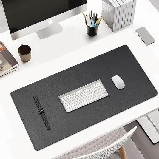 KINGFOM Desk Pad Office Desktop Protecter, PU Leather Desk Mat Blotters Organizer with Comfortable Writing Surface (35.4" x 16.9", Black)