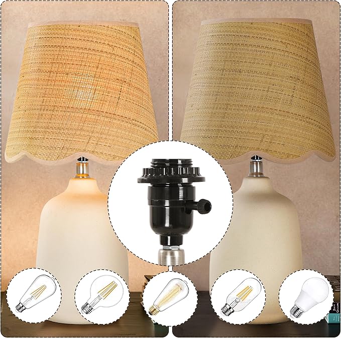 Pia Ricco 19" Modern Ceramic Table Lamp for Living Room Cream Base Desk Lamps for Bedroom Farmhouse Bedside Nightstand Lamp End Table Lamps,Beige,Rattan Shade