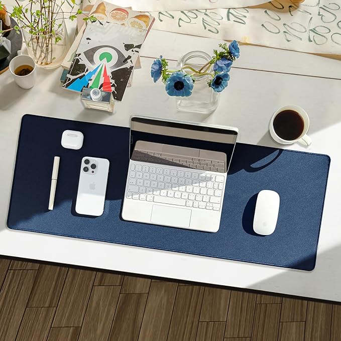 Waterproof Large Gaming Mouse Pad with Durable Stitched Edges, Non-Slip Rubber Base, Smooth Surface Mouse Mat Desk Pad for Home Office Gaming, 27.5"x11.8"x0.12", Dark Blue