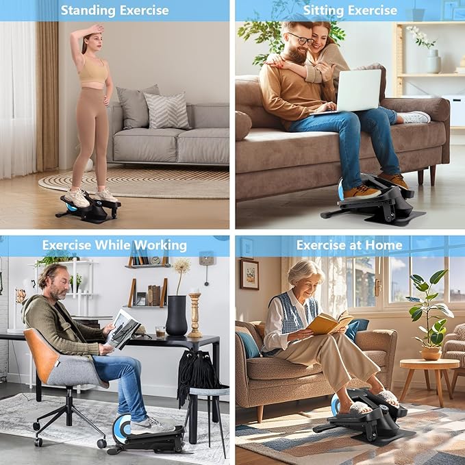 ANCHEER Under Desk Elliptical, Under Desk Bike Pedal Exerciser, Ultra-Quiet Mini Elliptical Machines for Home Office Use, Fully Assembled Leg Exerciser 2 in 1 Seated Standing Elliptical