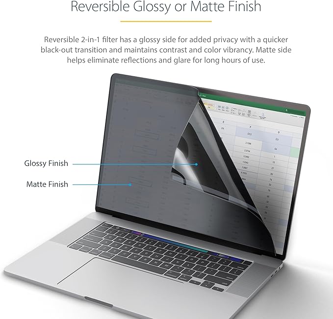 StarTech.com 14-inch MacBook Pro 21/23 Laptop Privacy Screen, Anti-Glare Privacy Filter w/51% Blue Light Reduction, Monitor Screen Protector with +/- 30 deg. Viewing Angle (14M21-PRIVACY-SCREEN)