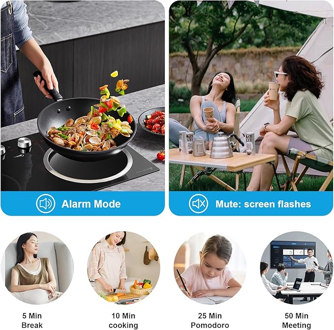 Rotating Cube Visual Timer 5, 25, 10, 50 Min Preset + Custom Countdown, Rechargeable Desk Productivity Flip Timer w/Silicone Case, Silent Mode, Ideal for ADHD Tool Study Work School (White)