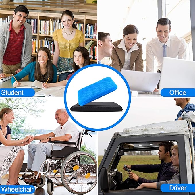 Large Gel Seat Cushion for Long Sitting (Super Large & Thick), Soft & Breathable, Gel Cushion for Wheelchair Reduce Sweat, Chair Cushion for Office Chair