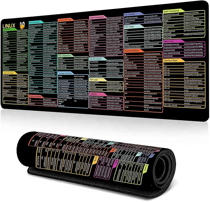 Linux Commands Line Mouse pad - Cheat Sheet Mousepad XL Gaming Desk mat Shortcuts to Kali/Ubuntu/Red Hat/Debian/OpenSUSE/Centos/Arch/Unix/Mint Programmer Employee Appreciation Gifts