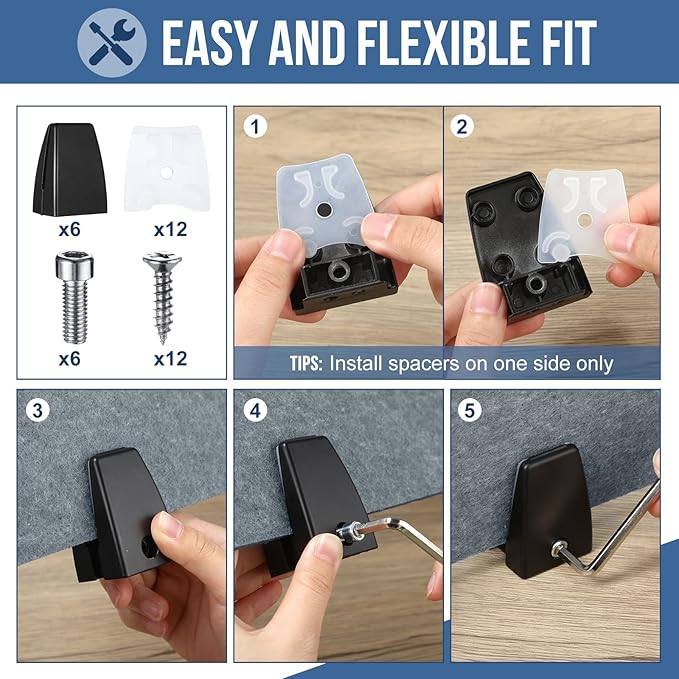 Yaomiao 3 Pcs Acoustic Desk Divider Soundproof Desk Privacy Panel Freestanding Desk Partitions Sound Absorbing for Students Office Reduce Noise Visual Distractions (47.3 x 16", 24 x 16", Light Gray)