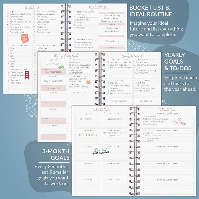 PLANBERRY Weekly Planner – Undated Life Organizer & Budget Planner – Time Management, Goal Setting, To-Do List, Work-Life Balance & Habit Tracker – 6.1″ x 8.1″ (Ocean Depths)