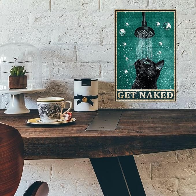 500 Piece Jigsaw Puzzle Wooden Puzzle Black Cat Bathroom for Adults 20.4x15 Inch