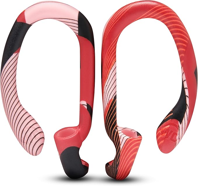 WC HookZ - Patented Upgraded Over Ear Hooks for AirPods Pro 1, 2 & AirPods 1, 2 & 3- Two Size Pairs Included in Package, Unique Left & Right Hook, Made by Wicked Cushions | Red Prism