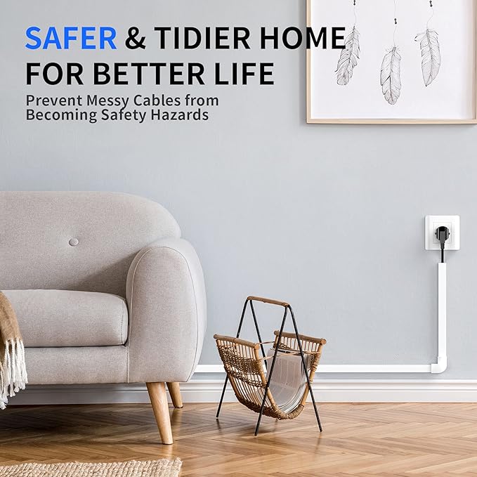 Delamu Cable Hider, 315in Cord Covers for Wires on Wall, One-Cord Cord Hider, Paintable Wire Hiders Wire Covers for Cords, Cable Management for Hiding 1-2 Small Wires, 20x L15.7 W0.59 H0.40in, White