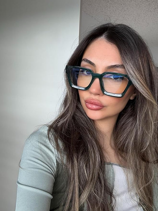 VISOONE Blue Light Blocking Glasses with TR90 Rectangle Frame and Chic Preppy Look for Women Men RIVER