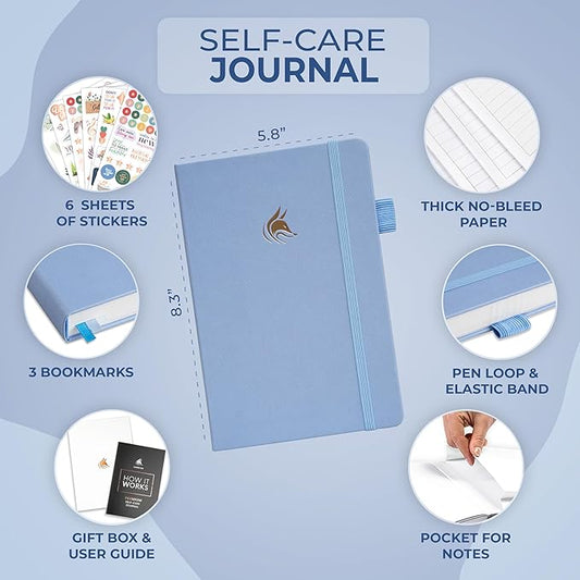 Clever Fox Self-Care Journal Premium – Daily Gratitude & Mental Health Notebook for Women – Reflection & Personal Development Journal (Periwinkle)