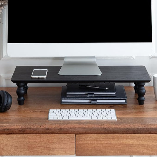 Anji Mountain Monitor Stand - Desktop Organizer & Laptop Riser, Ergonomic Monitor Riser, Space-Saving Monitor Stand for Desk, Durable Construction, Easy Assembly, Ideal for Home & Office,Black