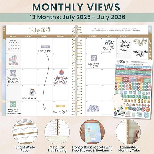 bloom daily planners 2025-2026 (8.5" x 11") Academic Year Day Planner (July 2025 - July 2026) - Weekly & Monthly Dated Agenda Organizer with Stickers & Tabs - Iridescent Opal