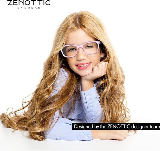 ZENOTTIC Kids Blue Light Blocking Glasses Anti Glare Lens Lightweight Frame Computer Eyeglasses for Boys and Girls