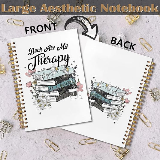 Reading Spiral Notebook 5.5x8.3, Book Lovers Gifts, Gifts for Bookish Readers Lovers Women, Book Are My Therapy Reading Journal Notebooks for Note Taking