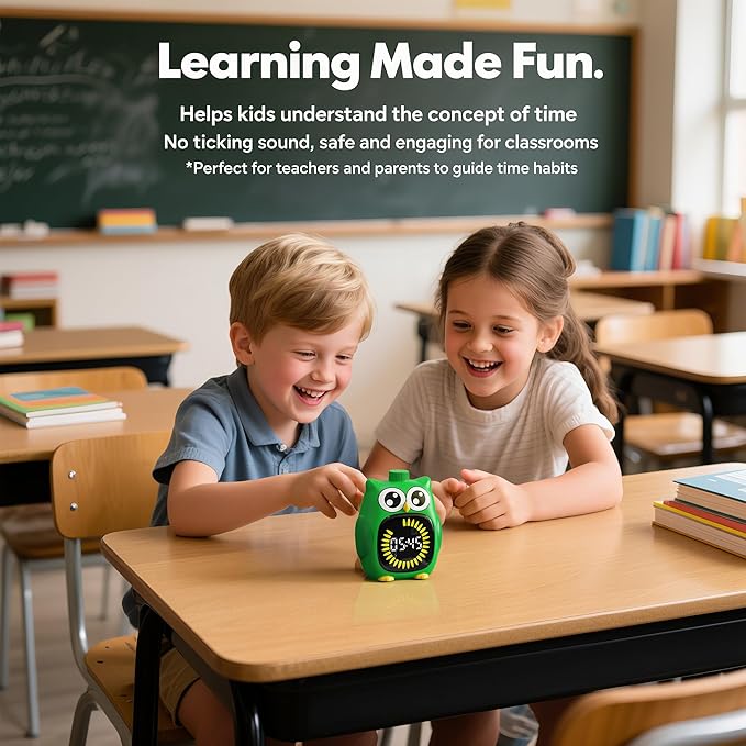 Doli Yearning Visual Timer for Kids, 99 Minute Cute Owl Digital Countdown Timer for Home School Classroom Supplies Study, Silent Time Management Tool (Green)