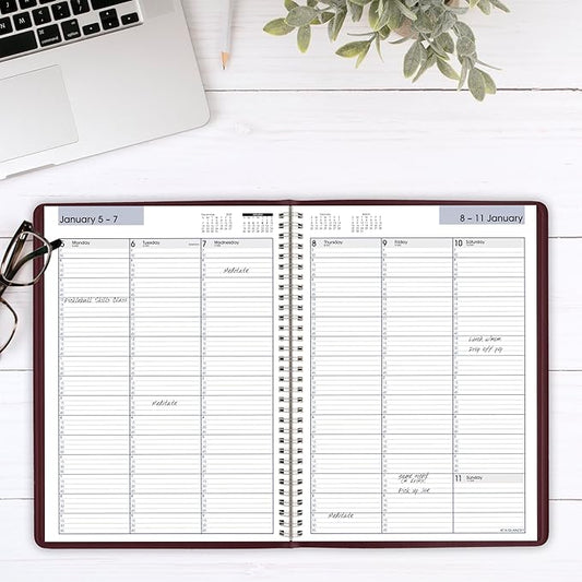 AT-A-GLANCE 2026 Appointment Book Planner, Weekly, 8" x 11", Large, Quarter-Hourly, DayMinder, Burgundy (G5201426)