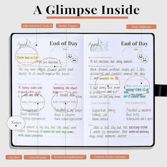 Tayri End of Day Journal - The Five Minute Mind Journal for Men and Women 2025, Daily Guided Journal With Prompts for Gratitude, Self Reflection, Mindfulness, Productivity & Personal Growth