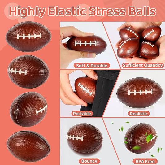 LiYiQ 24Pcs 2.36 Inch Football Stress Balls Football Party Favors for Kids Football Decorations Football Goodie Bag Stuffers for Kids Classroom Exchange