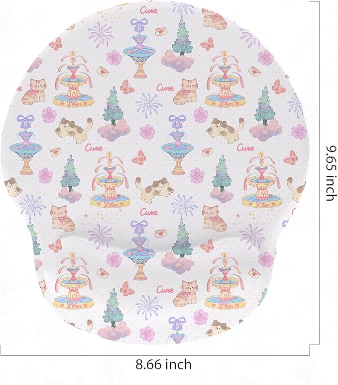 RICHEN Ergonomic Mouse Pad with Wrist Support,Non-Slip Rubber Base for Computer Laptop & Mac,Lightweight Rest for Home,Office & Travel (Cute Kitten)