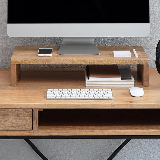 Anji Mountain Wooden Monitor Stand - Elegant Monitor Riser, Perfect Monitor Stand for Desk Organization, Durable Wood Construction monitor stands, Enhances Ergonomics and Workspace Efficiency,Natural