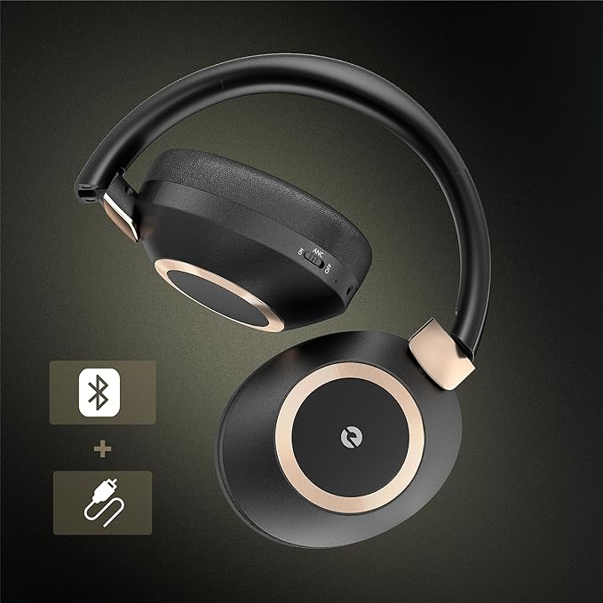 Active Noise Cancelling Headphones, 100H Playtime Headphones Wireless Bluetooth, Bluetooth Headphone with Mic, Over Ear Wireless Headphone with Deep Bass,Fast Charging for Travel