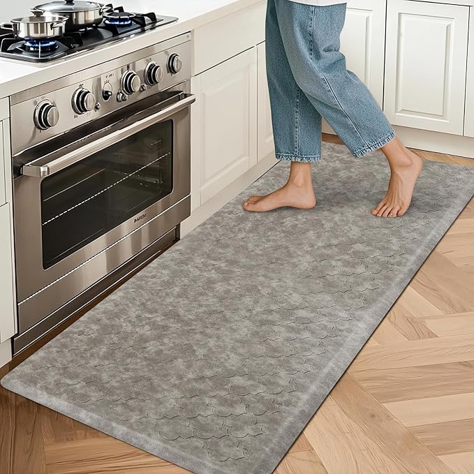 HEBE Kitchen Mat Cushioned Anti Fatigue Comfort Floor Mat 20"x60" Waterproof Non Slip Kitchen Rug Runner Laundry Room Rug Floor Carpet Heavy Duty Comfort Standing Mat Pads,Grey