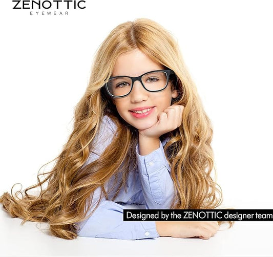ZENOTTIC Kids Blue Light Blocking Glasses Anti Glare Lens Lightweight Frame Computer Eyeglasses for Boys and Girls