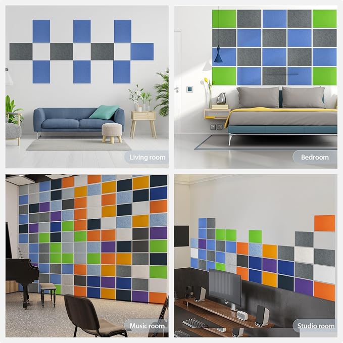 12 Pack Acoustic Panels Self Adhesive Sound Proof Foam, High Density Sound Acoustic Panel, 16X12X0.4 Inch 4:3 Rectangle Panels in Home, Office, Reccording Room, Studio,and more(Sky Blue)