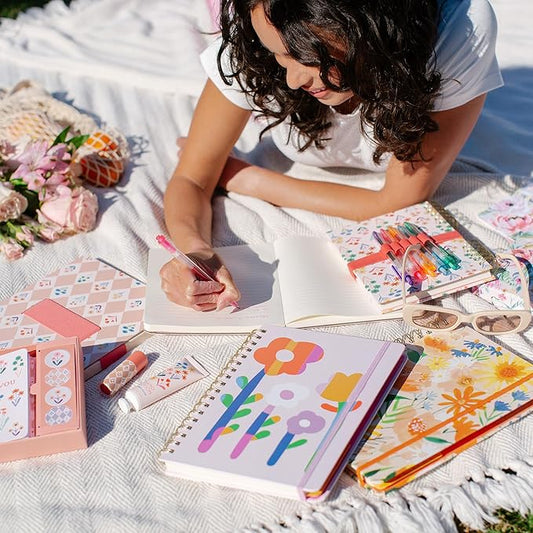 Orange Circle Studio Undated Tri-Tab Academic Planner 2026, Darling Dots, Daily Notebook Journal, Cute Weekly and Monthly Calendar with Pocket, Stickers, Lined Pages for To Do lists and Planning