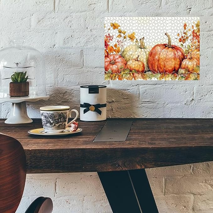 500 Piece Difficult Wooden Jigsaw Puzzle Pumpkins Adults Kids Challenging Family Game Stress Relief Focus Tool & Educational Toy for Home Decor Family Activities & Time Killing 20.4x15 Inch