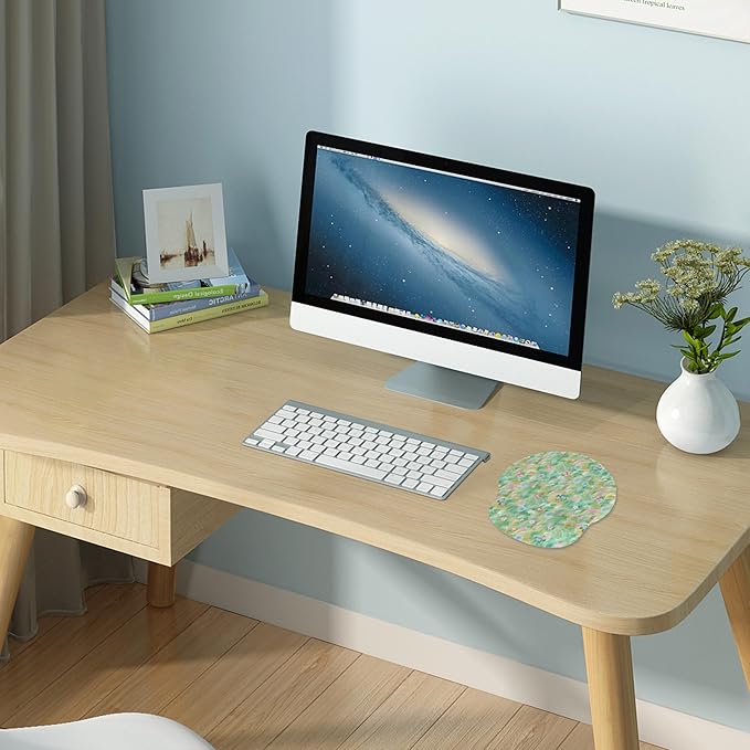 RICHEN Ergonomic Mouse Pad with Wrist Support,Non-Slip Rubber Base for Computer Laptop & Mac,Lightweight Rest for Home,Office & Travel (Green and Buttflies)