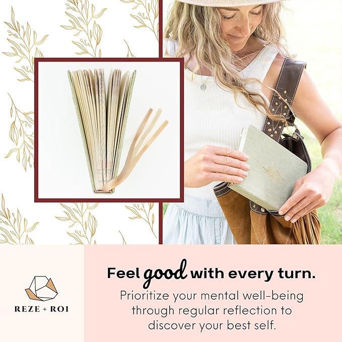 Daily Gratitude Journal for Women (5.7x8.25")- Linen Hardback Daily Women’s Journal - 6 Month Undated Guided Notebook with Prompts -Green Gratitude Diary with Prompts for Women- Personal Organizer